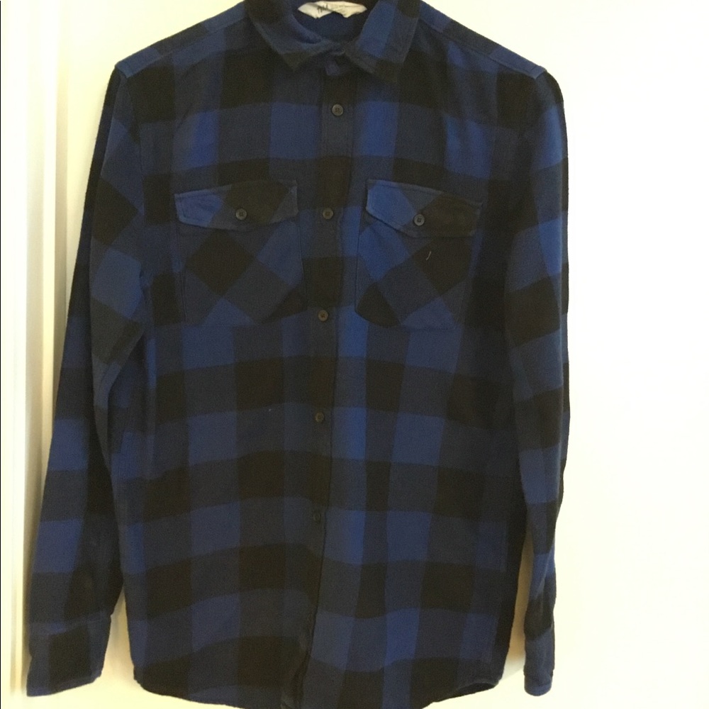 H&M Blue/ Black Plead Flannel Long Sleeved Shirt Size Large. $25 - Picture 6 of 8